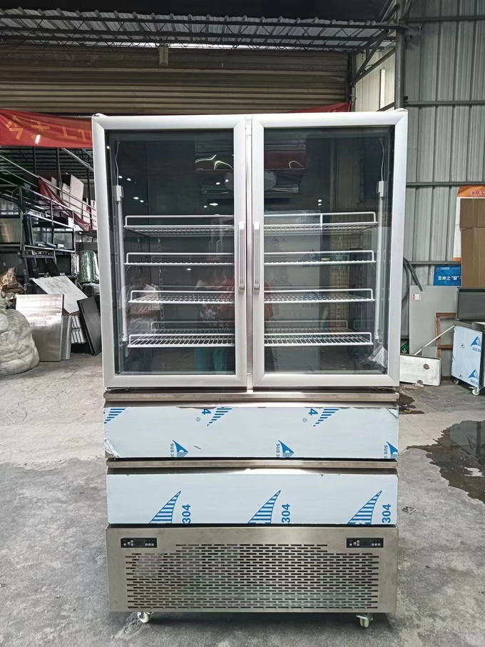 Refrigerador vertical 2 Portas de vidro para congelador 2 Caixas para Chiller para cozinha com 110V/60Hz 0