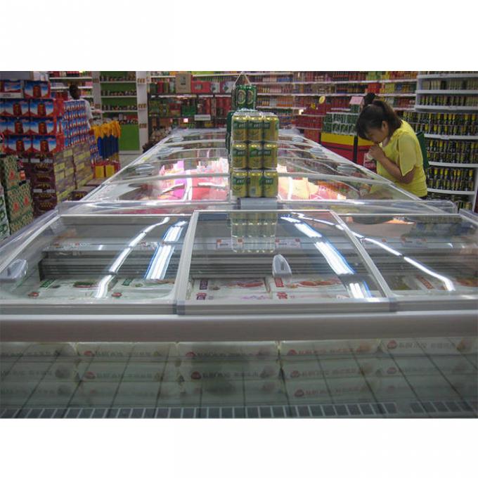 Refrigerador profundo comercial aberto superior para o alimento congelado exposição 0