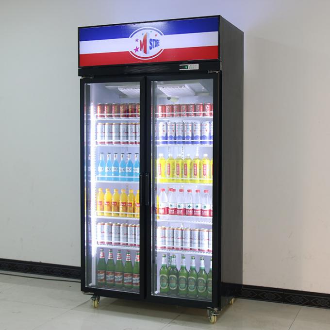 Pretos refrigerador de vidro da exposição da loja da porta 1000L 2 0