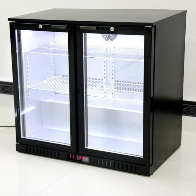 Refrigerador traseiro comercial 208L 190W da barra da porta de vidro dobro com refrigerar do fã 1