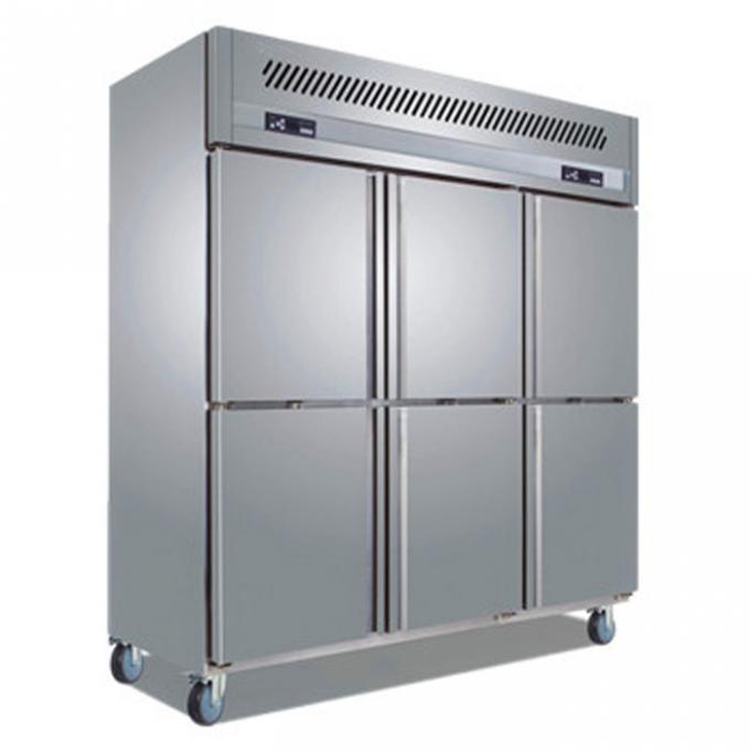 congelador de refrigerador de aço inoxidável comercial da porta 880W 6 0