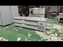 Mesa de balcão comercial com 8 gavetas, bancada de trabalho de cozinha sob o balcão, refrigerador