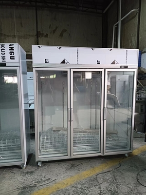 Display comercial de bebidas geladeira 3 portas de vidro chiller vertical 110V 60Hz