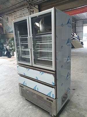 Refrigerador vertical 2 Portas de vidro para congelador 2 Caixas para Chiller para cozinha com 110V/60Hz