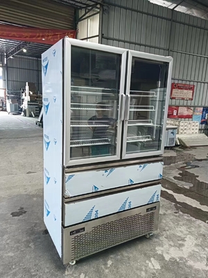 Refrigerador vertical 2 Portas de vidro para congelador 2 Caixas para Chiller para cozinha com 110V/60Hz
