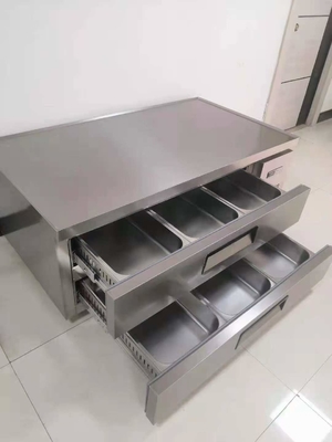 6 Caixas Mesa de balcão Comércio Caixas de balcão de aço inoxidável Caixas de balcão de frio Bancos de trabalho