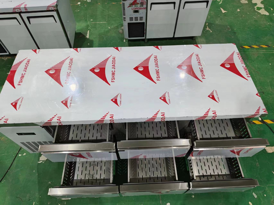 6 Caixas Mesa de balcão Comércio Caixas de balcão de aço inoxidável Caixas de balcão de frio Bancos de trabalho