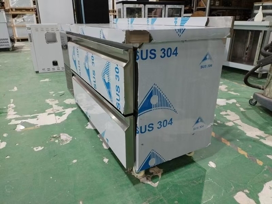 Frigorífico comercial personalizado congelador de 60 "Frigorífico de balcão w / 2 Caixas 115v 304 Prata