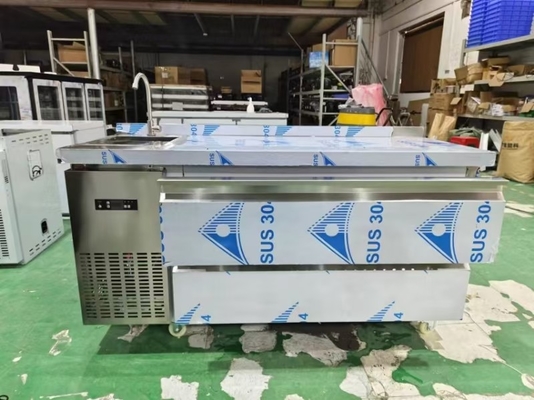 Frigorífico comercial personalizado congelador de 60 "Frigorífico de balcão w / 2 Caixas 115v 304 Prata