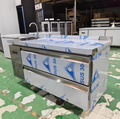 Frigorífico comercial personalizado congelador de 60 "Frigorífico de balcão w / 2 Caixas 115v 304 Prata