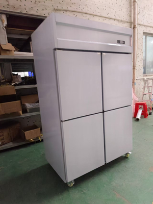 Frigorífico vertical comercial para restaurante 4 portas equipamento de cozinha de aço inoxidável frigorífico de porta auto-fechável