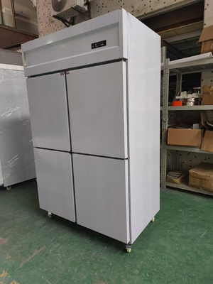 Frigorífico vertical comercial para restaurante 4 portas equipamento de cozinha de aço inoxidável frigorífico de porta auto-fechável