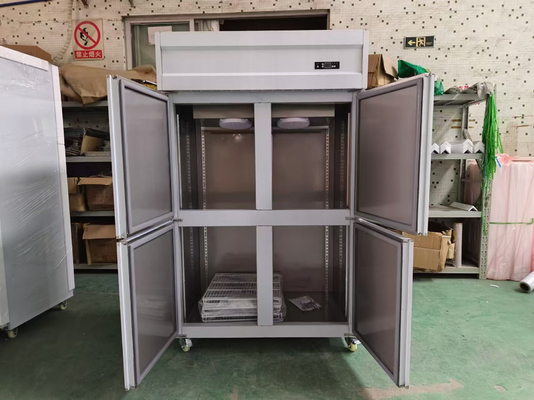 Frigorífico vertical comercial para restaurante 4 portas equipamento de cozinha de aço inoxidável frigorífico de porta auto-fechável
