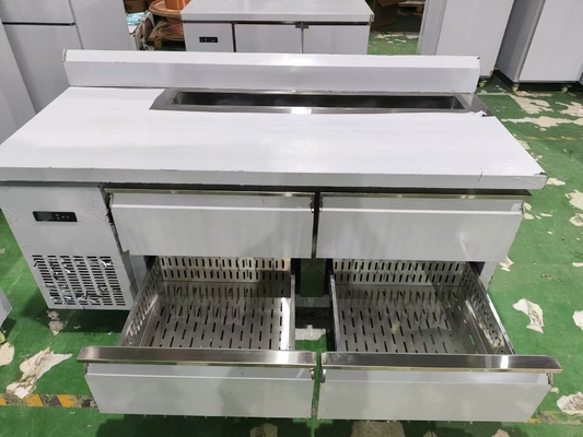 Refrigerador comercial 4 gavetas com backsplash mesa de cozinha personalizada