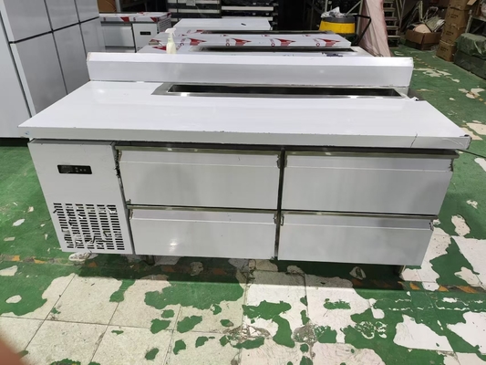 Refrigerador comercial 4 gavetas com backsplash mesa de cozinha personalizada