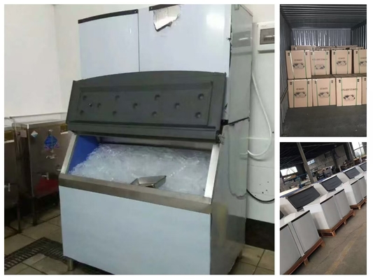 Máquina de fabricação de gelo comercial de 500 kg a 1000 kg com caixa de gelo para fábrica de gelo