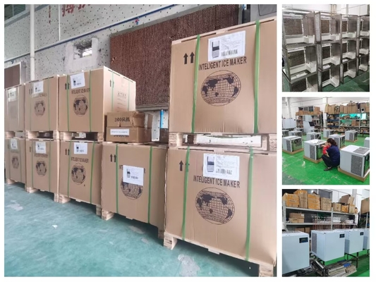 Máquina de fabricação de gelo comercial de 500 kg a 1000 kg com caixa de gelo para fábrica de gelo