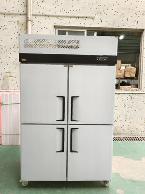 Frigorífico vertical comercial de 4 portas de aço inoxidável Frigorífico de arrecadação Frigorífico de padaria com bandejas