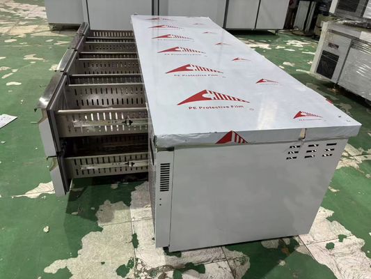Mesa de balcão comercial com 8 gavetas, bancada de trabalho de cozinha sob o balcão, refrigerador