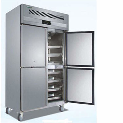 Frigorífico vertical comercial de 4 portas de aço inoxidável Frigorífico de arrecadação Frigorífico de padaria com bandejas