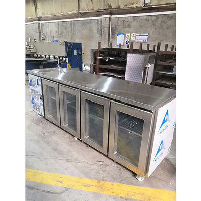 Commerical 2.4m 8ft sob a porta de vidro do refrigerador 4 contrários da barra