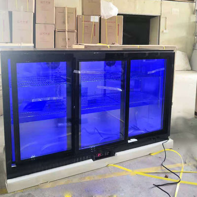 3 porta 330L sob o refrigerador contrário da barra com luz azul