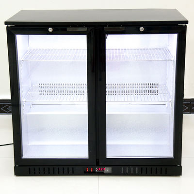 fã 208L que refrigera o refrigerador de vidro dobro da barra da parte traseira de porta com cor preta