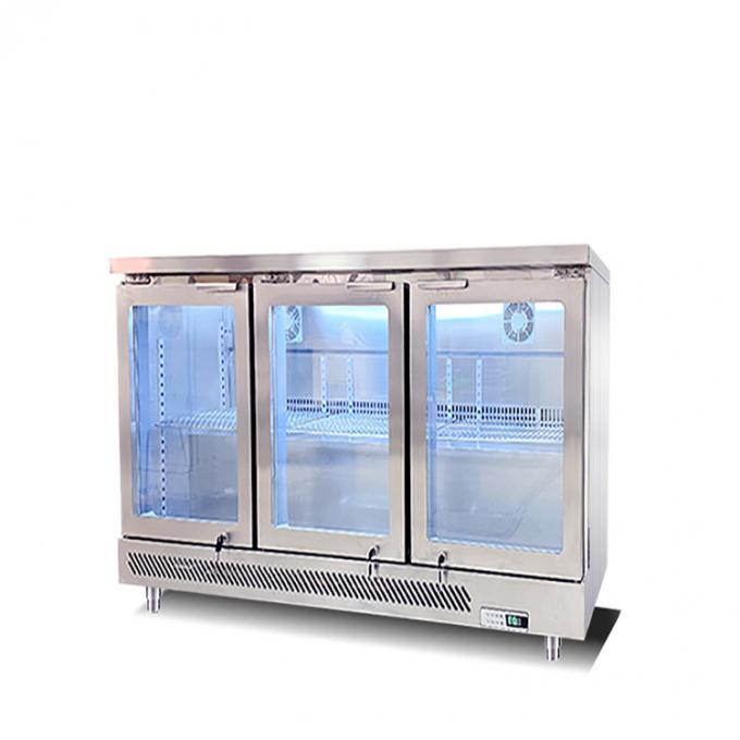 Sob o refrigerador de vidro triplo contrário da barra da parte traseira com o fã que refrigera o anúncio publicitário de R134a 1