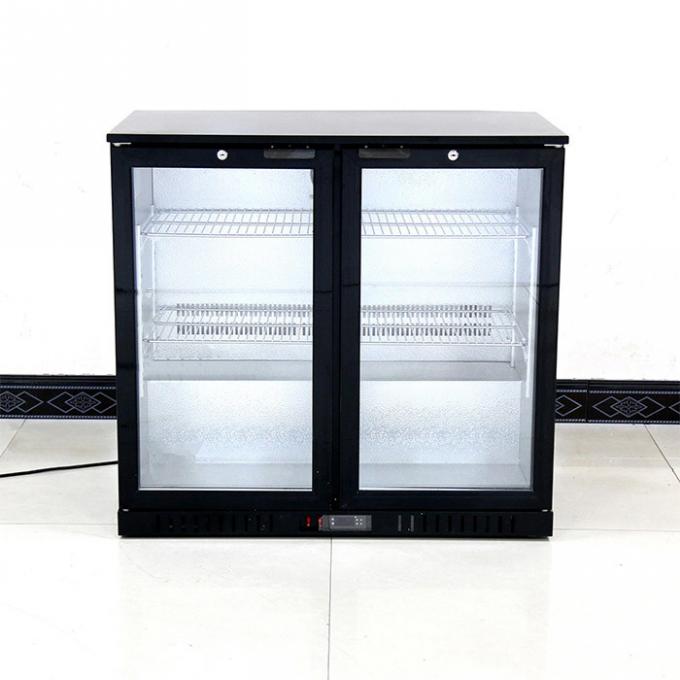 Refrigerador traseiro comercial 208L 190W da barra da porta de vidro dobro com refrigerar do fã 0